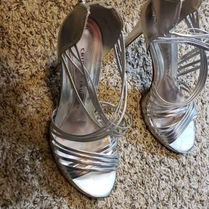 Silver strappy pumps